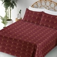 thumbnail image 3 of Ambesonne Art Deco Fitted & Flat Sheet with Shams 4 Pcs Set, Burgundy Vintage Shells, Queen, Burgundy and Sand Brown, 3 of 5