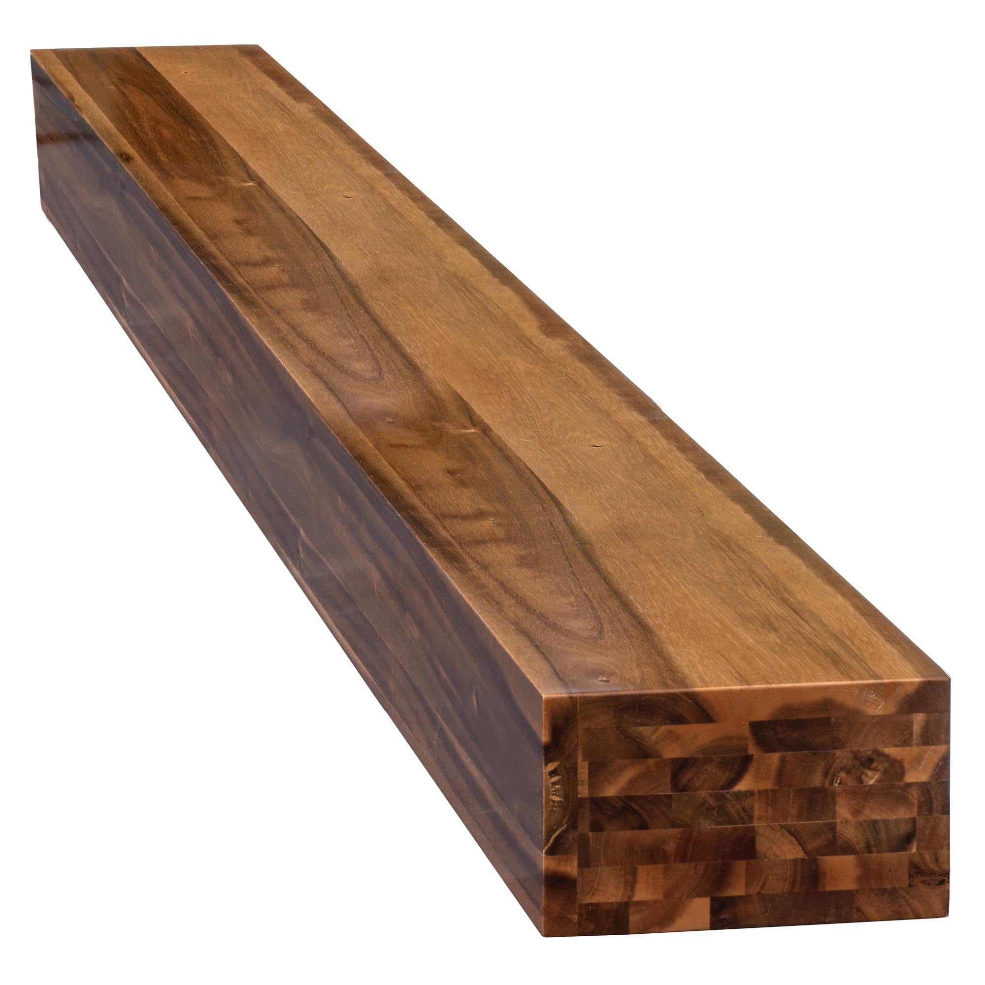 Tablette de foyer de 60 po en bois d'acacia fini lustré