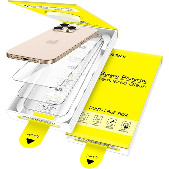 TEMOGU-Screen Protector for iPhone 16 Pro Max 6.9-Inch, One-Step Easy Installation with Auto-Alignment Bubble Free Box, 9H Tempered Glass Film, HD-Clear, 3-Pack