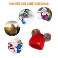 thumbnail image 2 of Sonducket Bufanda Conjunto de gorro y guantes para niños Gorro de punto Gorro Delicados productos para niños Estirable Clima frío Cómodo Bufanda rosa Sombreros marrón bola de pom rojo, 2 of 6
