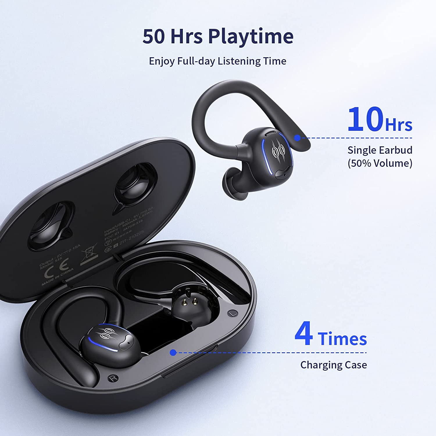 Wireless Bluetooth Ear-hook TWS Earphones Bluetooth Earbuds for Google Pixel 9/Pro/Pro XL/9a Phones - Over the Ear Headphones True Stereo Charging Case Hands-free Mic Headset