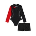 thumbnail image 5 of Aislor Leotard for Girls Gymnastics Activewear Dance Bodysuit 2-Piece Tumbling Outfit with Shorts Size 4-14 Red&Black 8, 5 of 7
