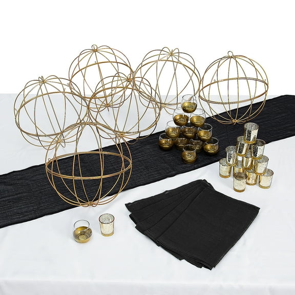 Fun Express Black & Gold Accent Centerpiece Kit for 6 Tables