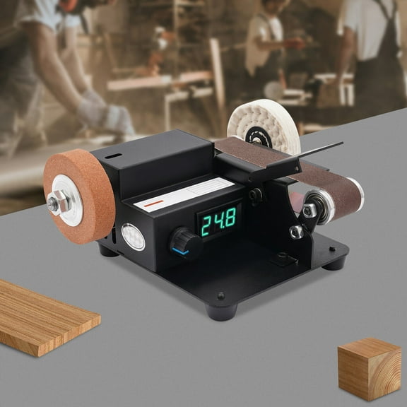 350W LCD Mini Belt Sander 7-Gear Infinitely Adjustable Speed Desktop Belt Sander