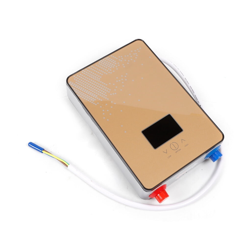 4500W Electric Water Heater with Hand Shower&Tube, IPX24 Waterproof, Touch Screen, Gold, Instant Tankless Hot Water AC 110V