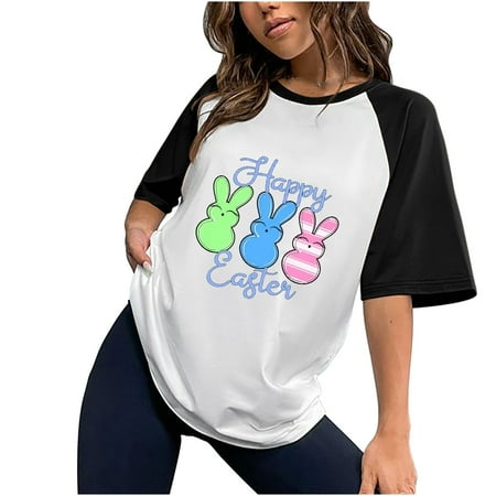 

White Blouse for Women trendy tops for women 2023 Women s Patchwork Summer Casual Rousd Neck Short Sleeve Day Print T-Shirt Blouse Loose Maternity Blouses White XL