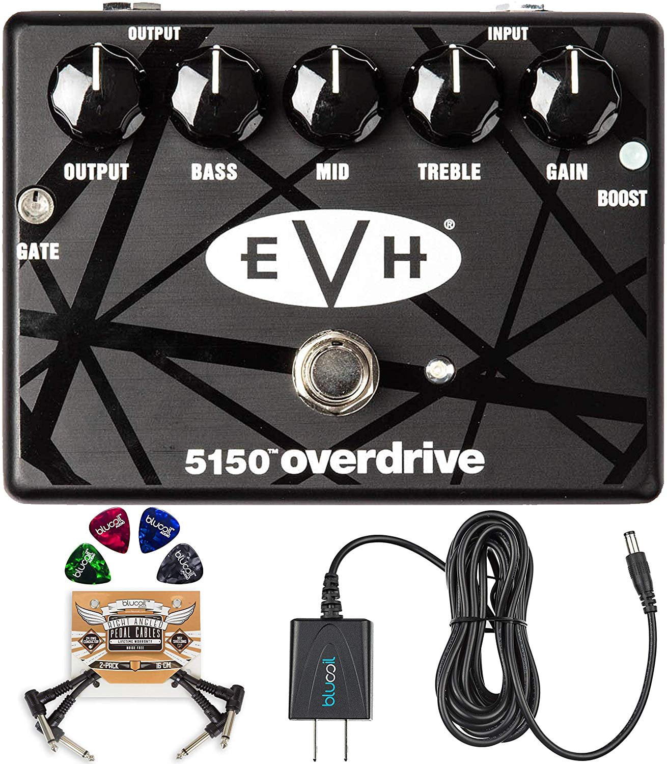 verwerken stereo salto MXR EVH 5150 Overdrive Pedal with Blucoil 9V Adapter, Patch Cables, Guitar  Picks - Walmart.com