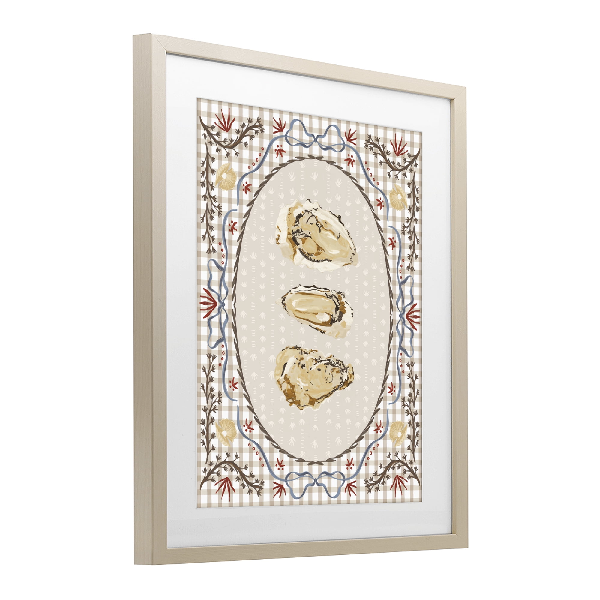Stupell Industries Vintage Oyster Trio Birch Framed Print Under Glass, design by Vero Illustrates