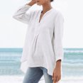 thumbnail image 2 of Top de blusa de línea de algodón con cuello en V y manga recortada de color sólido de otoño para mujer Pompotops  gfhjh5334, 2 of 9