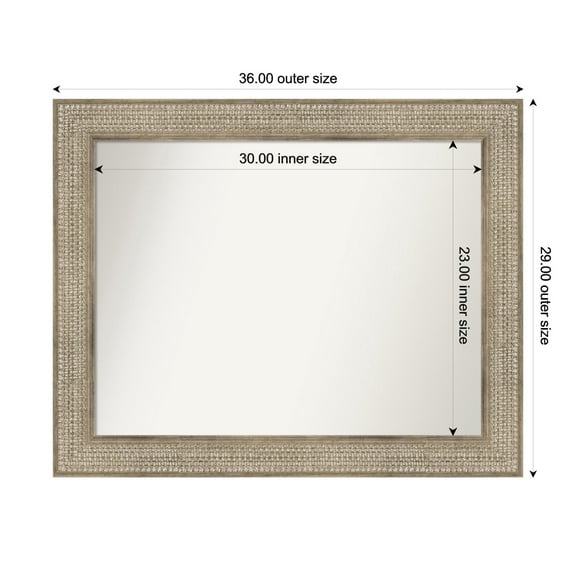 Amanti Art Custom Wall and Bathroom Mirror (29 x 36 in.), Trellis Silver Frame