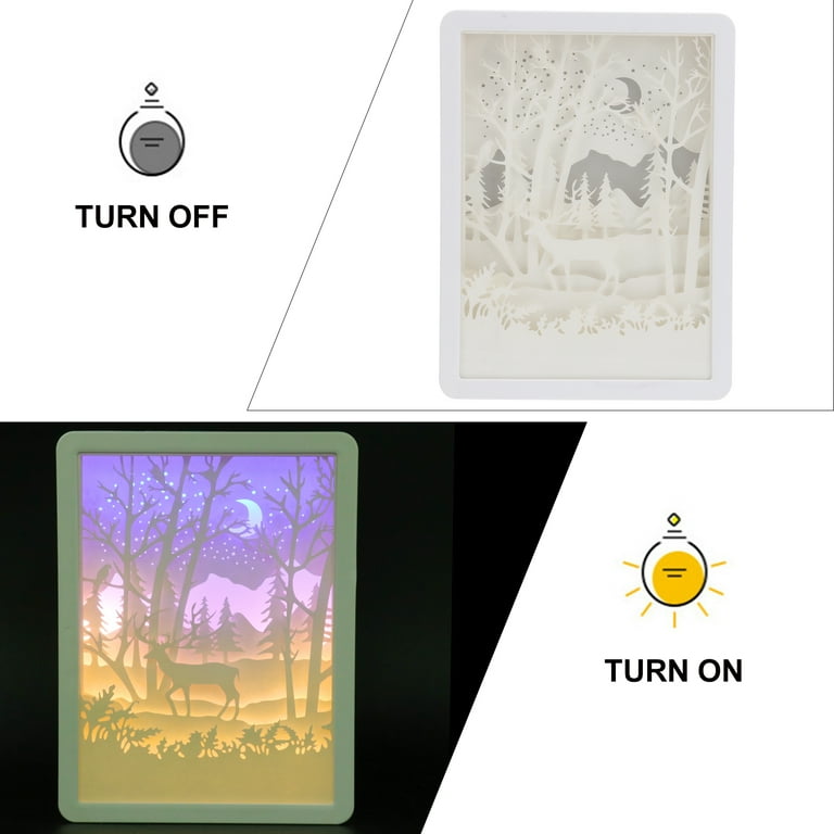 Uonlytech Forest Deer Papercut Light Box Decorative 3D Shadow Light LED  Lamp Night Light for Christmas Gift : : Tools & Home Improvement