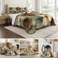 thumbnail image 6 of King Quilt Set 96''x106'', Boho Vintage Flower Lightweight Bedspread Coverlet Set with 2 Pillow Shams, Farmhouse Botanical Floral Leaf Breathable All Season Quilt Bedding for Bedroom/Guest Room, 6 of 9