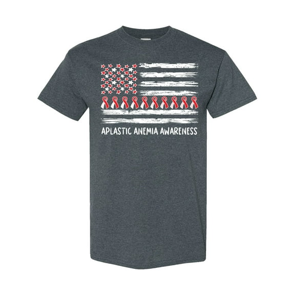 Inktastic Aplastic Anemia Awareness Red and White Ribbons and Flag T-Shirt