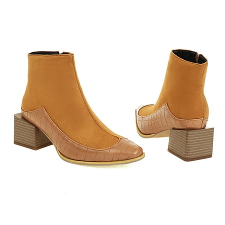 

Akiihool Boots for Women Fashion Ankle Bootie Elastic Lug Sole Booties (Yellow 7)