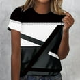 thumbnail image 2 of Uaswgudfs Top for Women Trendy Casual Short Sleeve Crew Neck Geometric Patterns T Shirts Summer Blouse Outdoors Tees, 2 of 4