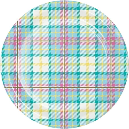 Easter Plaid Dessert Plates, 24 Count for 24 Guests