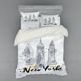 thumbnail image 2 of Ambesonne Watercolor Bedding Set 3 Pcs, New York Sketch Art, Twin XL, Black White, 2 of 3