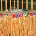 thumbnail image 4 of 9 feet X 29 Luau Grass Table Skirt, Hawaiian Luau Libiscus Table Skirt for Hawaiian Party, Luau Party Supplies, Luau Party Decorations, Moana Birthday Party, 4 of 7
