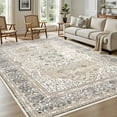 thumbnail image 5 of UERMEI 5'x7' Washable Area Rugs for Living Room, Vintage Floral Boho Printed Carpet, Non Slip Indoor Rug for Bedroom Home Decor Carpets - Camel, 5 of 12