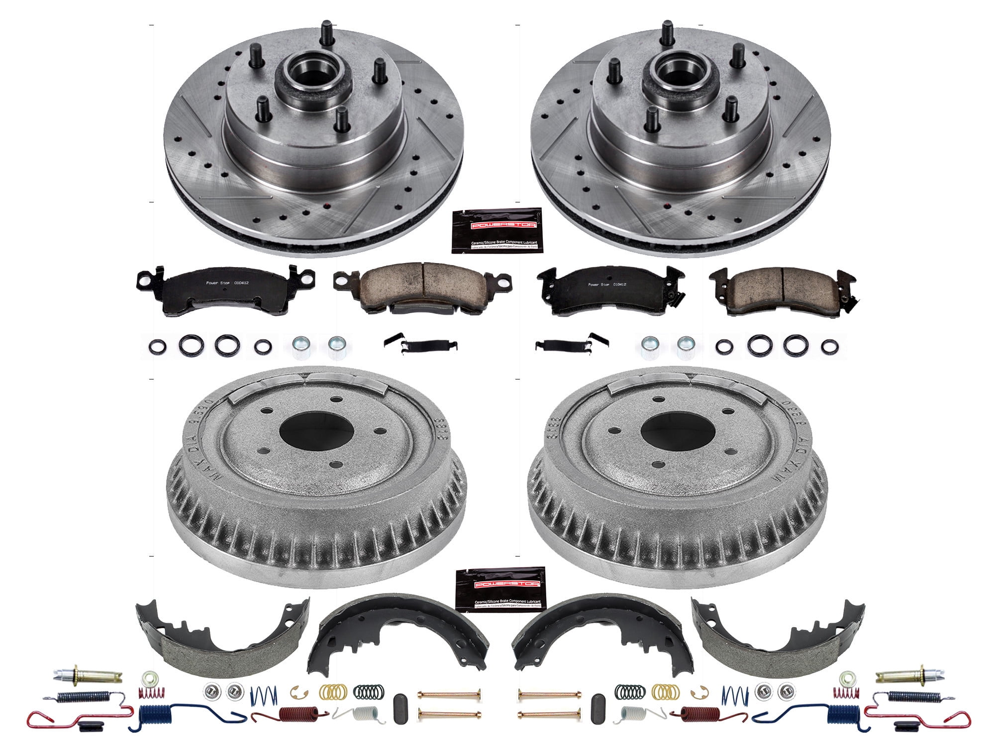PowerStop Front and Rear Z23 Evolution Sport Brake Pad Rotor Drum and Shoe Kit Fits: BUICK CHEVROLET GMC OLDSMOBILE PONTIAC Select Models K15024DK