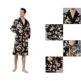 thumbnail image 4 of Bata de hombre tipo kimono, albornoz, bata de satén larga para dormir, cárdigan, pijama japonés, ropa de dormir con cuello en V y bolsillos y cinturón, 4 of 6