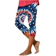 thumbnail image 3 of Ofertas Del Dia de Hoy Relampago! QATAINLAV 4th of July Capri Leggings for Women Independence Day Patriotic Legging Cropped Pants Holiday Beach Yoga Capris Blue XL, 3 of 6