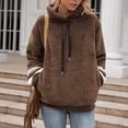 thumbnail image 2 of Scyoekwg Womens Sweatshirt Plush Hooded Drawstring with Pocket Pullover Sweatshirt Trendy Pullover Tops Classic Solid Colors Casual Hoodie Tops Ladies Sweatshirts Long Sleeve Coffee XL, 2 of 6
