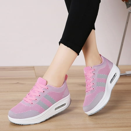 

WMYBD Shoes for Women Women s Fashion Casual Breathable Lace Up Sports Running Sneakers Leather Shoes Gifts for Women