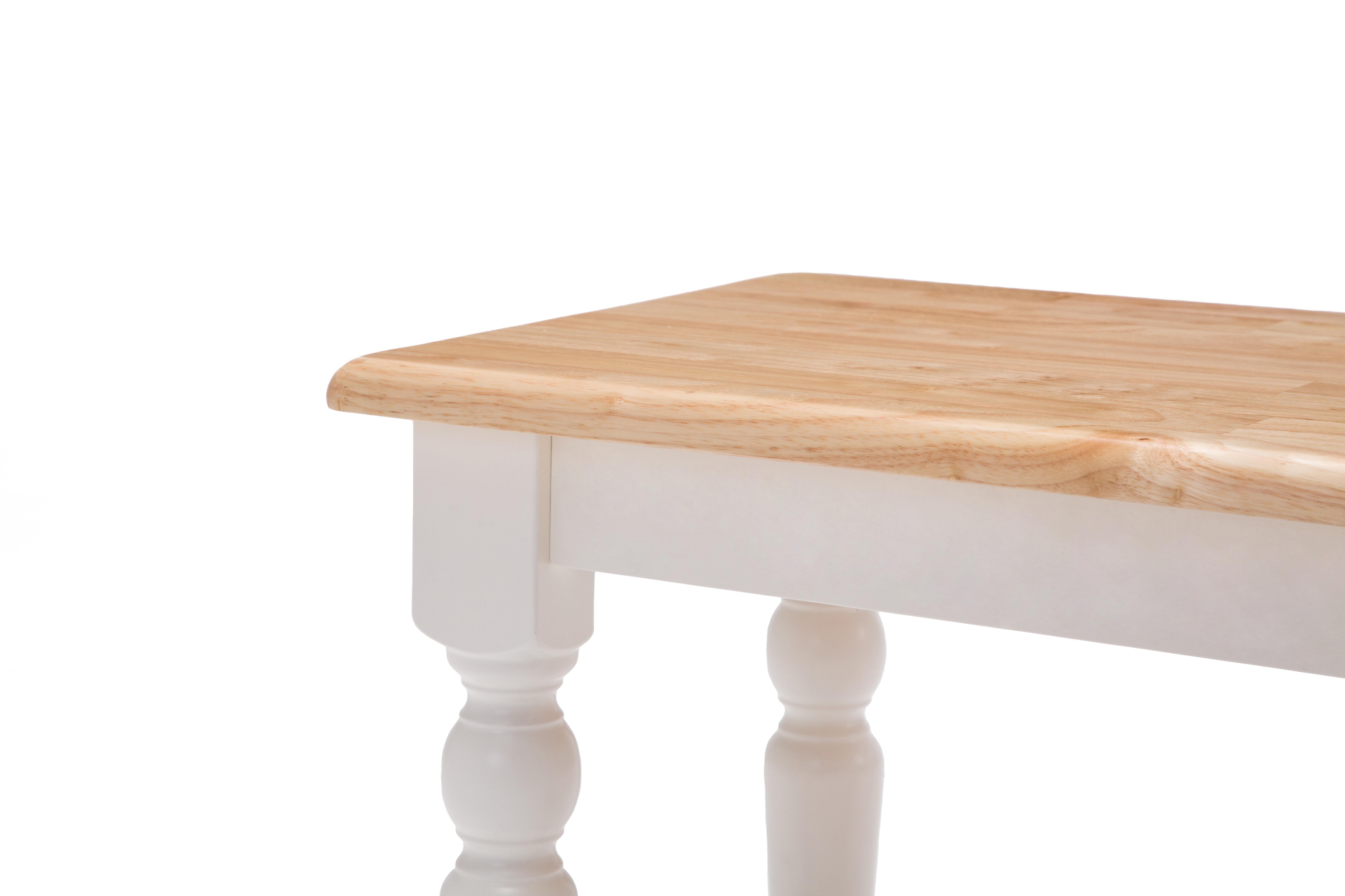 Boraam Farmhouse Backless Wood Bench, White/Natural photo 5