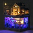 thumbnail image 1 of Hawaii Style Double-Story DIY Doll House With Dust-proof Cover, 1 of 8