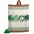 thumbnail image 2 of Throw Blanket Fleece Throw Blanket 50x60in, St. Patrick Botanical Clovers Leaves Soft Lightweight Bed Blankets Shamrock Wooden Plank Fuzzy Couch Blankets for All Season, 2 of 9