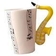 thumbnail image 1 of Rongfmy Ceramic Cup Coffee Mug Instrument Mug Creative Gift Yellow Saxophone Stave, 1 of 6