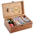 thumbnail image 2 of Household Thread Box, Portable Craft Sewing Organizer with Thread Tray, Vintage Wooden Storage Case,Needle Thread Storage Case Organizer DIY Sewing Tools[Sewing Kit Box], 2 of 9