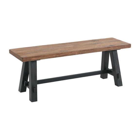 Alaterre Furniture Adam 48"L Solid Wood Entryway Bench, Rustic Industrial Style, Seating, Easy Assembly, Brown