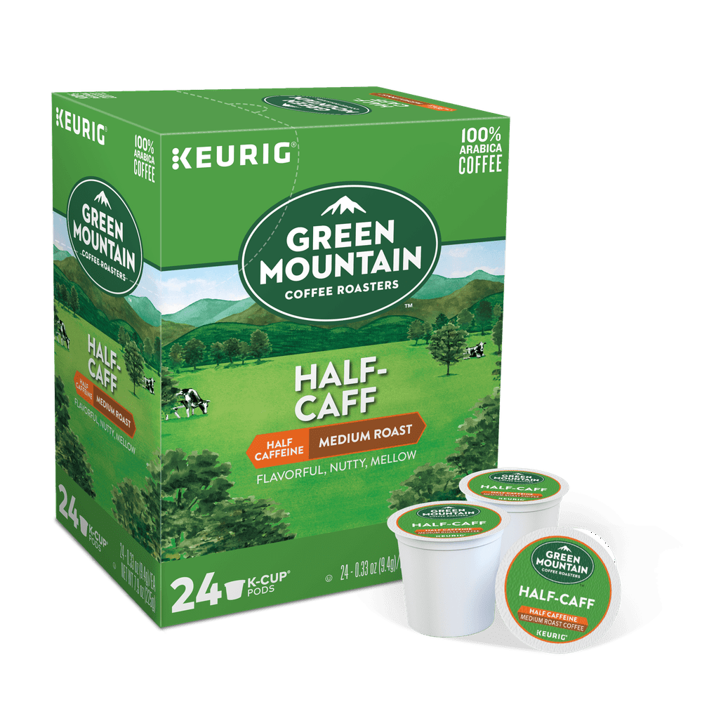 Green Mountain Coffee Roasters Half Caff Coffee, Keurig SingleServe KCup pods, Medium Roast