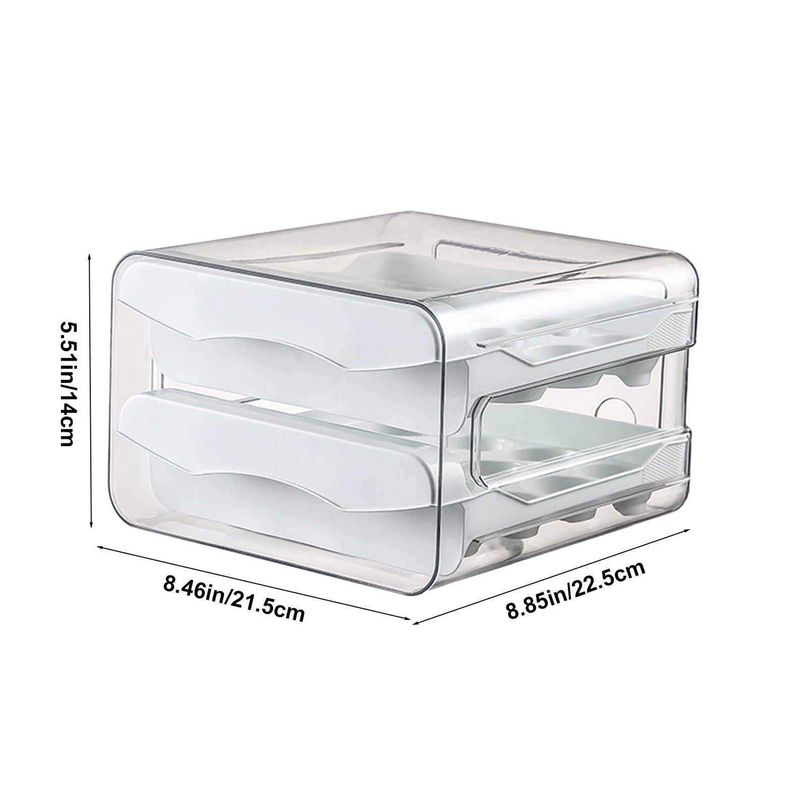 Lcxifdre Slide-Out Drawer Refrigerator Egg Storage Box - 2 Tier Shockproof Plastic Organizer, Space Saving Stackable Counter Storage Egg Holder Container