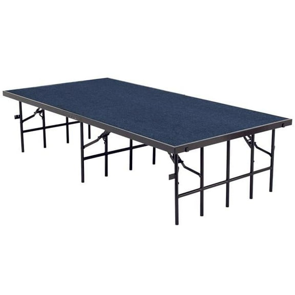National Public Seating B212637 Portable Stage with Carpet - Blue - 96 x 36 x 32 in.