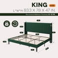 thumbnail image 4 of Einfach King Bed Frame, Upholstered Platform Bed with Wingback Headboard, No Box Spring Required, Green, 4 of 10