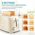 thumbnail image 5 of Ultrean 2 Slice Toaster with Extra Wide Slot, Retro Stainless Steel Toaster, Small Cute Toaster with Removable Crumb Tray, 6 Browning Settings, Cancel, Bagel, Deforest Functions, 825 W, White Cream, 5 of 10