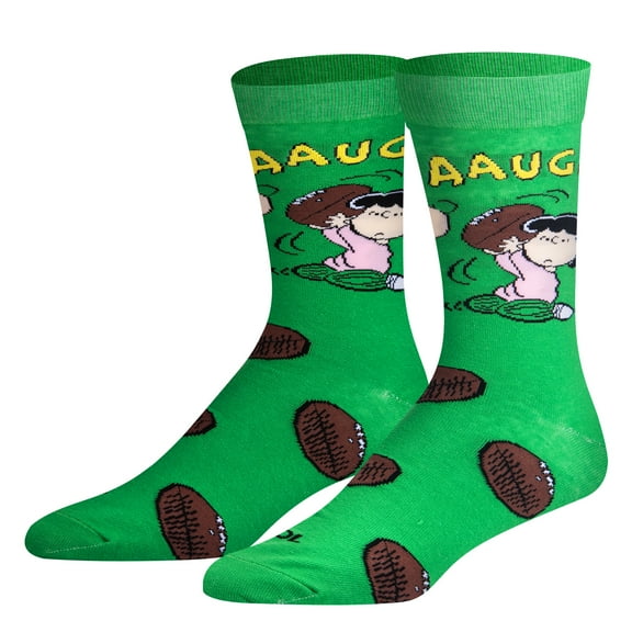 Cool Socks–Peanuts Charlie Brown Football Crew Socks–Funny Gift for Men & Women, Size Large