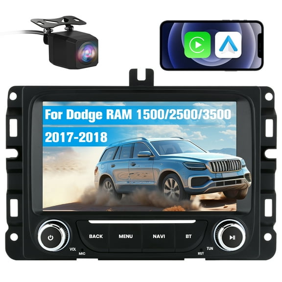 AWESAFE Android 13 Head Unit for Dodge RAM 2013-2019 - 7" Touchscreen w/ Wireless CarPlay/Android Auto, GPS, SWC, DSP, FM/AM RDS, HD Rearview Camera