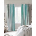 thumbnail image 3 of Turquoise Gray Blackout Curtains 90 Inches Long for Bedroom, Farmhouse Abstract Gradient Aesthetic Thermal Insulated Room Darkening Black Out Window Curtain Panels Grommet Drapes for Living Room, 3 of 8