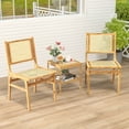 thumbnail image 2 of Costway 2 PCS Rattan Dining Chair with  Natural Cane Woven Backrest & Seat & Teak Wood Frame, 2 of 8