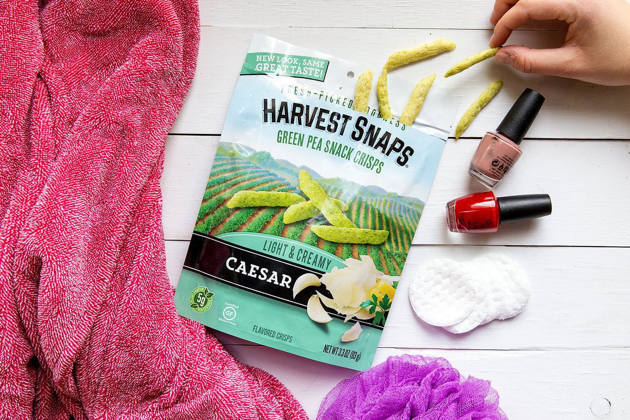 Pack of 12, Harvest Snaps Light & Creamy Green Pea Snack Crisps, 3.3 oz