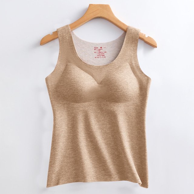 RXIRUCGD Women Mode Coussin de Poitrine à Col Rond Chauffant Haut Chaud ( Beige, Taille : m )