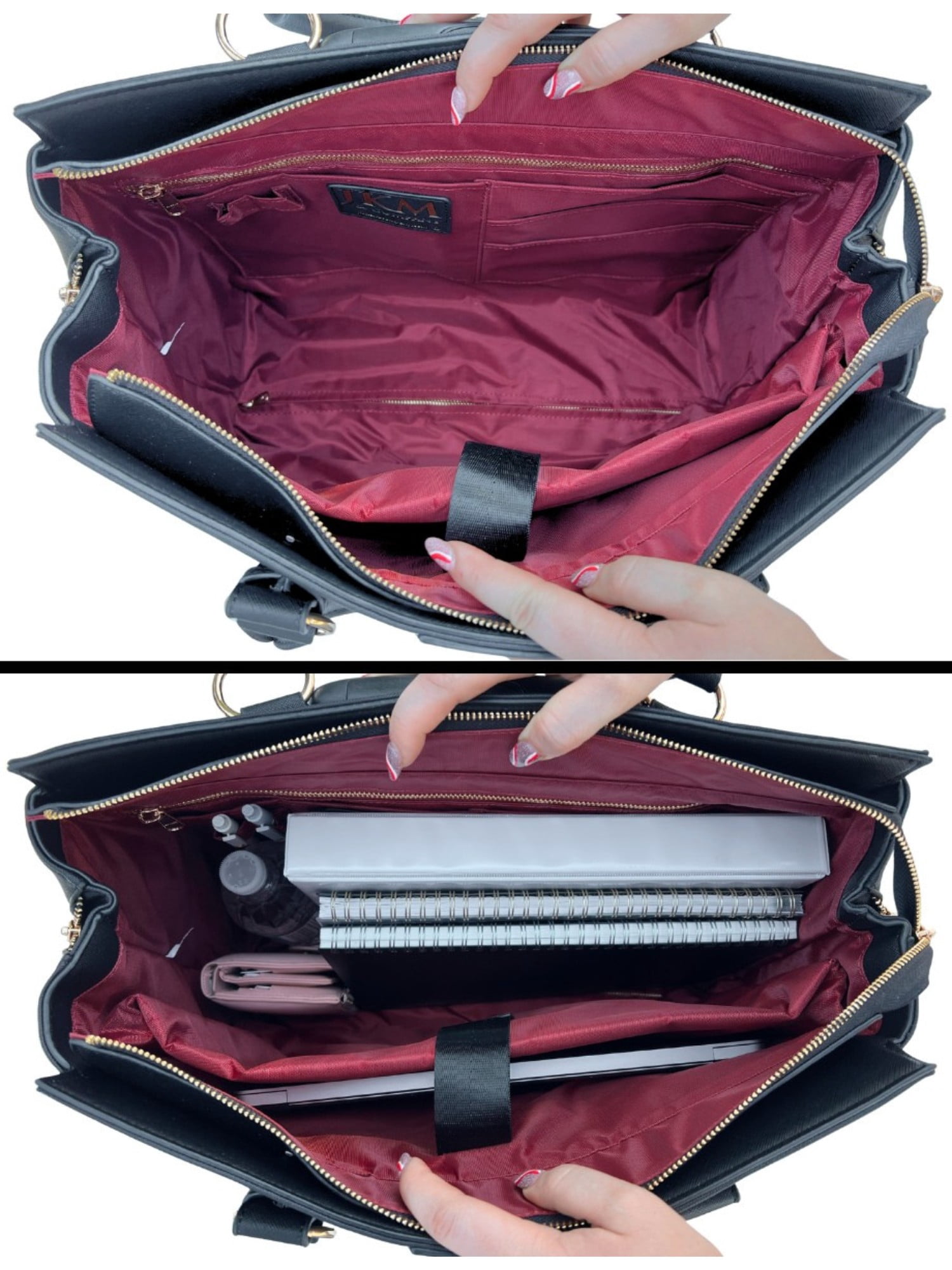 Rolling Laptop Bag for Women | Wheeled Briefcase Fits 17 Inch Laptop | Professional Work Tote for Business Travel | Executive Black Saffiano