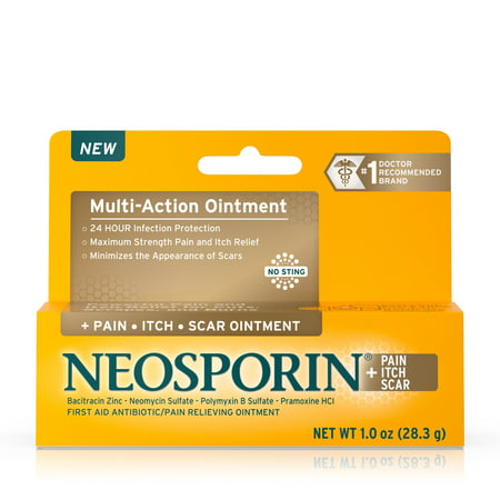 Neosporin Pain, Itch, Scar Antibiotic Ointment with Bacitracin, 1.0