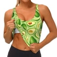 thumbnail image 3 of Honeii Green Avocado patten Workout Crop Tank Top for Women Yoga Tank Tops Athletic Sports Shirts Exercise Undershirts,Sports Bra,Sports vest-X-Large, 3 of 8