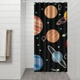 thumbnail image 3 of Cute Celestial Shower Curtain Space Geek Theme with Rocket Alien Spacecraft Quick-Dry Fade-Resistant Fabric, 3 of 5