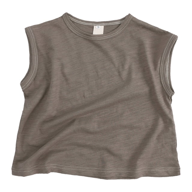 Wdgfv T-Shirt Classique Ample Sans Manches pour Garçons Tee-Shirt Confortable Doux Décontracté Gris 3 Ans